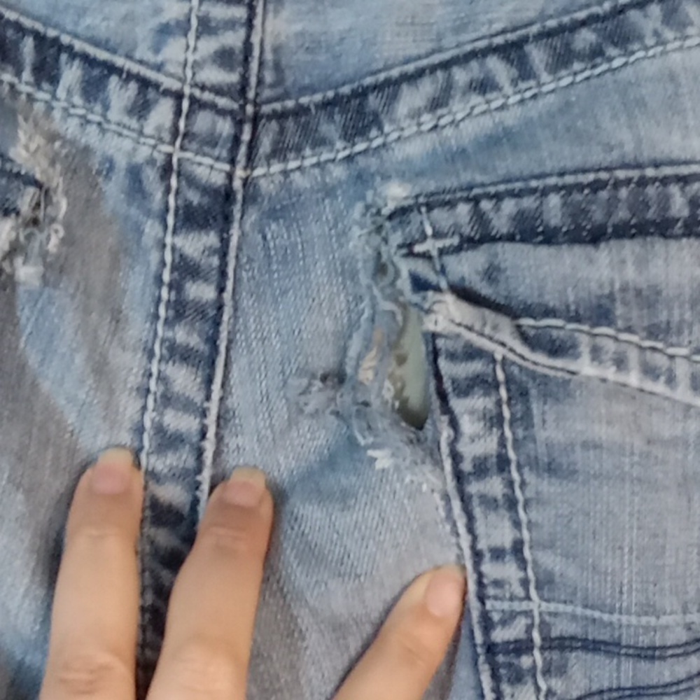 Express distressed blue jeans 32/32 Y2k - Picture 7 of 8